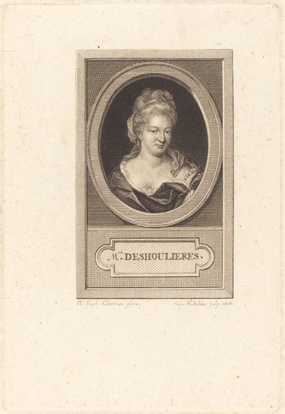 Antoinette du Ligier de La Garde Deshoulieres by Augustin de Saint Aubin after Elisabeth Sophie Cheron