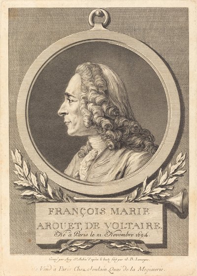 Francois Marie Arouet de Voltaire by Augustin de Saint Aubin after Jean Baptiste Lemoyne II