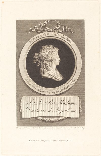 Marie-Thérèse-Charlotte, Duchess of Angoulême by Augustin de Saint Aubin after Piat Joseph Sauvage