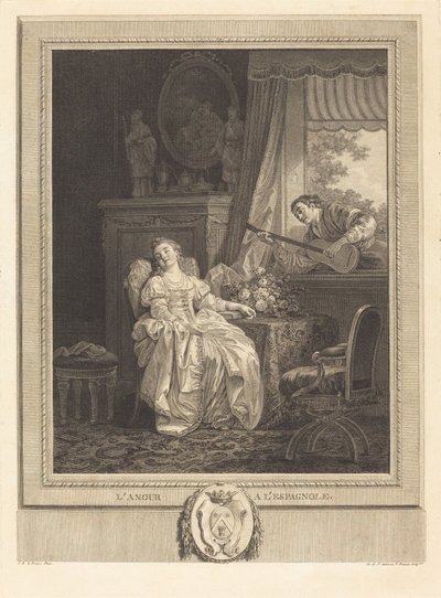 Spanish Love by Augustin de Saint Aubin and Noël Pruneau after Jean Baptiste Le Prince