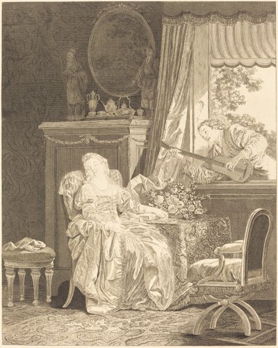 Love in the Spanish Style by Augustin de Saint Aubin and Noël Pruneau after Jean Baptiste Le Prince
