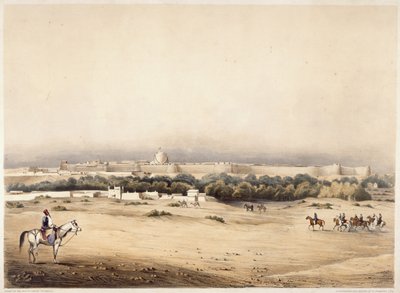 Sir Charles Napier in the foreground followed by his escort of Scinde horse, Hyderabad, c.1850 by Augustine Fitzgerald