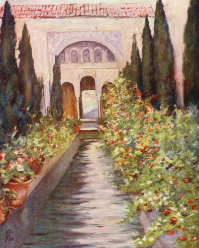 The Canal in the Garden of the Generalife, Granada by Augustine Fitzgerald