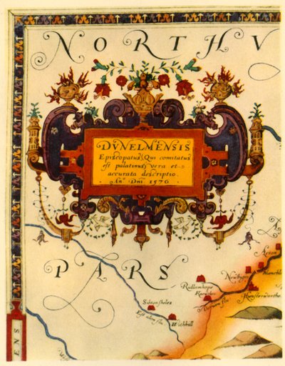Cartouche by A. Ryther on Saxton