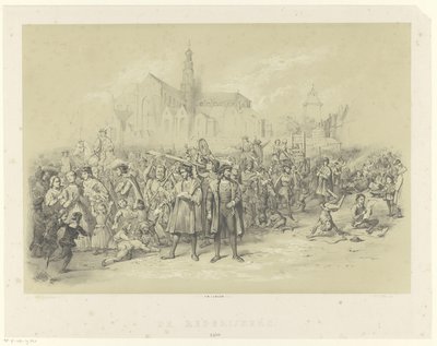 Rhetoricians Distributing Pamphlets by Augustinus Jacobus Bernardus Wouters