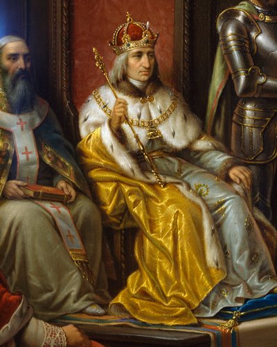 Frederick III, being pressed to march against Turks by Trieste poet Raffaele Zovenzoni, (detail) by Augusto Tominz by Augusto Tominz