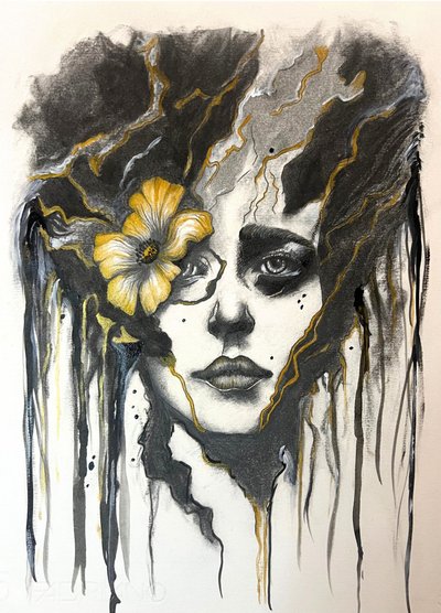 Golden Bloom Portrait by Augustus Caelthorne