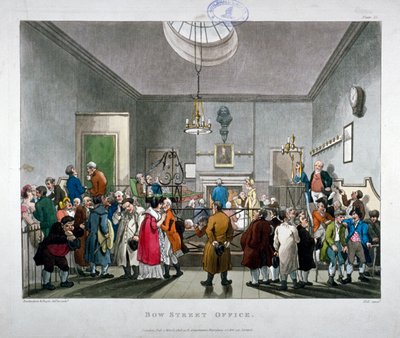Bow Street Police Court, Westminster, London, 1808 by Augustus Charles Pugin, Thomas Rowlandson