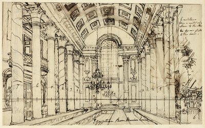Study for Egyptian Hall Mansion House, from Microcosm of London by Augustus Charles Pugin