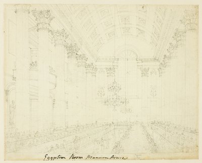 Study for Egyptian Hall Mansion House, from Microcosm of London by Augustus Charles Pugin