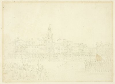 Study for Mounting Guard, St James Park, from Microcosm of London by Augustus Charles Pugin