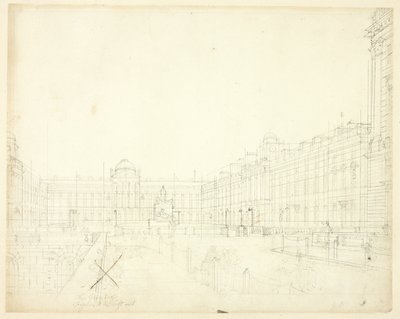 Study for Somerset House, Strand, from Microcosm of London by Augustus Charles Pugin