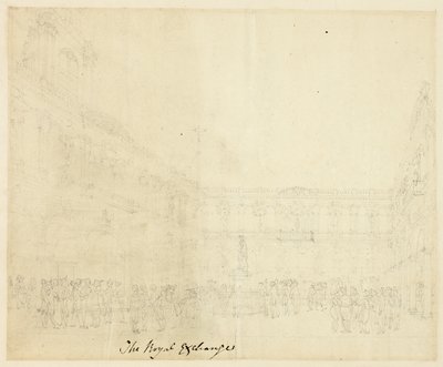 Study for The Royal Exchange, from Microcosm of London by Augustus Charles Pugin