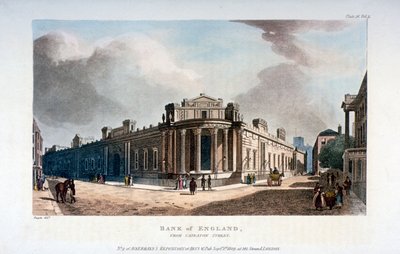 The Bank of England, from Cateaton Street, City of London by Augustus Charles Pugin