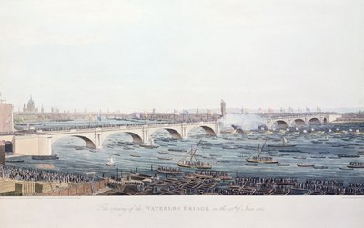 The Opening of the Waterloo Bridge on the 18th of June, 1817 by Augustus Charles Pugin