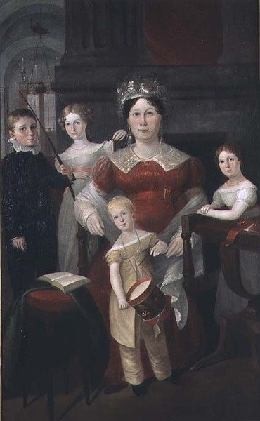 Portrait of Mrs John Piper and family by Augustus Earle