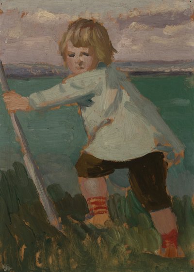 Boy on a Cliff Leaning on a Stick by Augustus John