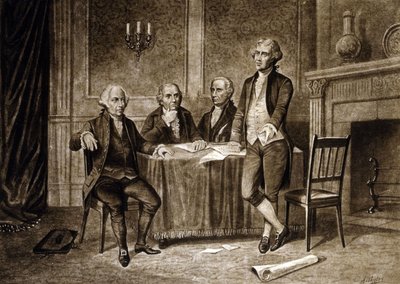 Leaders of the Continental Congress 1775: John Adams, Robert Morris, Alexander Hamilton, Thomas Jefferson, drawing by Augustus Tholey by Augustus Tholey