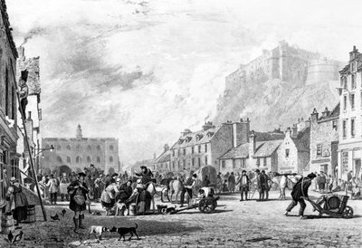The Castle from the Grass Market, Edinburgh by Augustus Wall Callcott