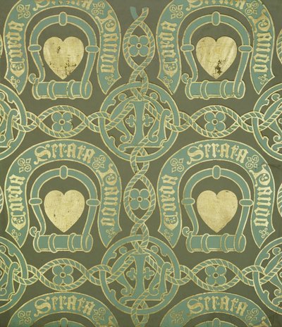Heart Motif Ecclesiastical Wallpaper Design by Augustus Welby Northmore Pugin