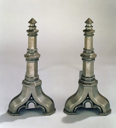 Pair of Gothic style Andirons, c.1836 by Augustus Welby Northmore Pugin