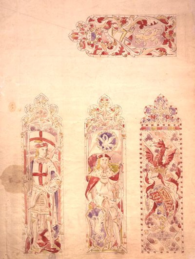 Stained glass window design for the Palace of Westminster by Augustus Welby Northmore Pugin
