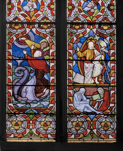 Types and Anti-types: Jonah and the Whale, and the Risen Christ (detail) by Augustus Welby Northmore Pugin