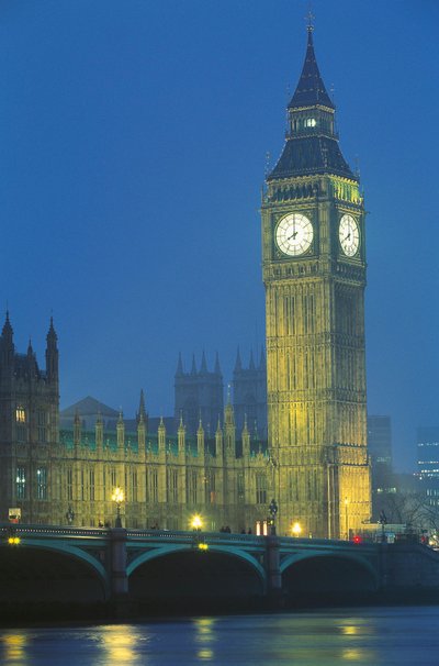 Westminster Palace and Big Ben at Night by Augustus Welby Pugin