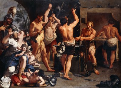 Mars and Venus at the Forge of Vulcan by Aureliano Milani