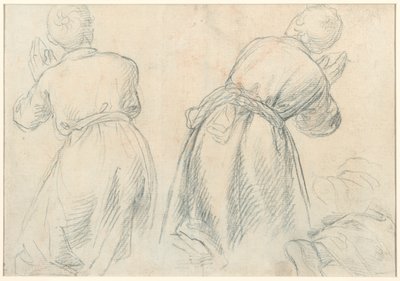 Seated Woman with Studies of Arms and Legs (recto); Studies of Kneeling Youths (verso) by Aurelio Lomi