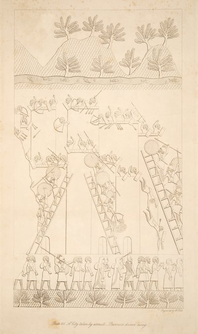 A City taken by assault - Prisoners driven away, from Monuments of Nineveh by Austen Henry Layard