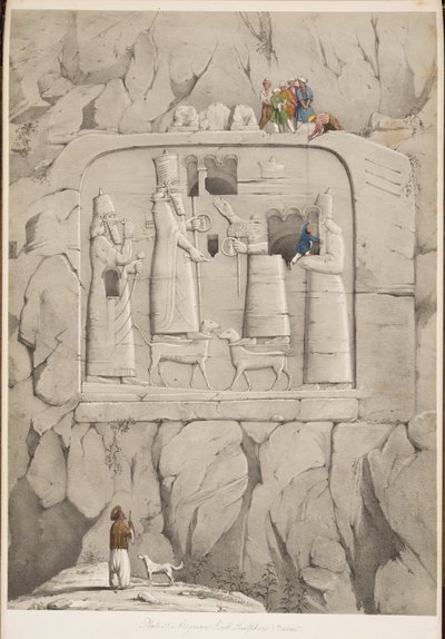 Assyrian Rock Sculpture (Bavian), from Monuments of Nineveh by Austen Henry Layard