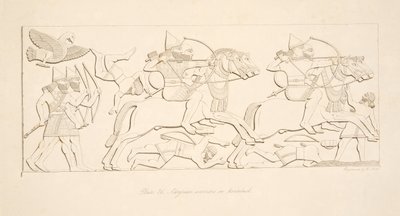 Assyrian warriors on horseback, from Monuments of Nineveh by Austen Henry Layard