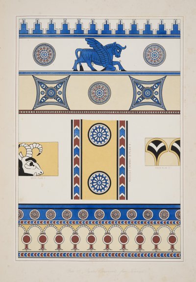 Painted Ornaments from Nimroud, from Monuments of Nineveh by Austen Henry Layard