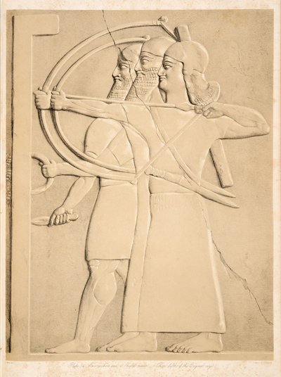 Two archers and a Shieldbearer, from Monuments of Nineveh by Austen Henry Layard