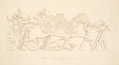 Warriors fighting in Chariots, from Monuments of Nineveh by Austen Henry Layard