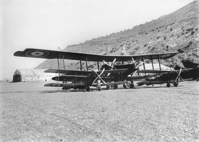 A Handley-Page 0400 Aircraft with Some Bristol Fighter Machines at the Aerodrome of the Australian Flying Corps at Haifa. Captain Ross Macpherson Smith Frequently Piloted This Aircraft, 1918 by Australian Photographer