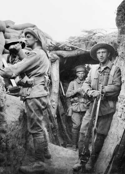 Australian Troops in the Turkish Lone Pine Trenches, 1915 by Australian Photographer