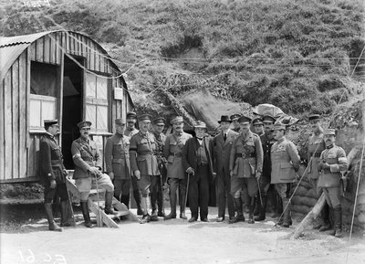 Georges Benjamin Clemenceau, the French Premier, visiting the 4th Division, a once only visit to the Australian front, 7 July 1918 by Australian Photographer