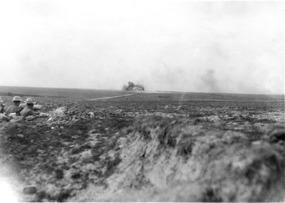 Observers Watching Australian Artillery Shelling the Germans in the Hindenburg Line on 27 May 1917 by Australian Photographer
