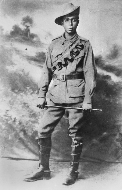 Portrait of an Aboriginal serviceman, Private Walter Christopher George Saunders, c.1916 by Australian Photographer