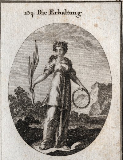 Allegory of Conservation. The Cedar Branch is Incorruptible but is Also the Emblem of Conservation and the Circle That of the Continuity of Succession. She Wears a Crown of Aromatic Plants That Were Used by the Egyptians to Preserve the Dead. Engraving in  by Austrian School