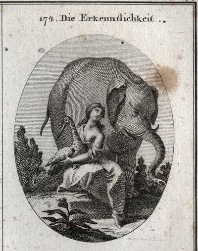 Allegory of Gratitude. Its Symbols Are the Stork Because She Renders to Her Father in Their Old Age the Same Service That She Received in Youth and the Elephant Because Very Grateful, He is Able to Expose His Life Intrepidly by Fighting for His Master by Austrian School