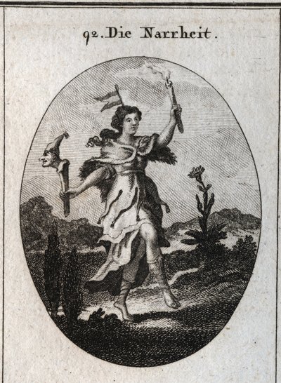 Allegory of madness. The bear skin coat desires madness that carries anger, the action of dancing emphasizes those who wear to gaiety. The vane on his head marks the instability of fantasies. It contrasts the light of a candle with the light rays of the su by Austrian School