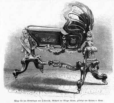 Baby cot of the Austrian Crown Prince, illustration from Leipziger Illustrirte Zeitung, 1859 by Austrian School