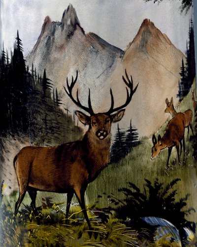 Deer in Meadow (detail) by Austrian School
