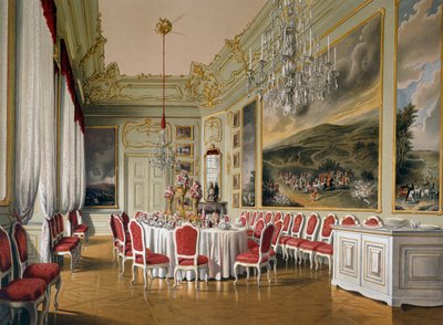 Dining room in Imperial Apartments, Schoenbrunn Palace (UNESCO World Heritage List) by Austrian School
