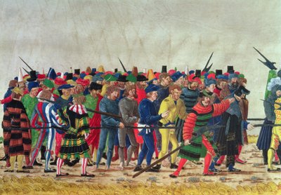 Halberdiers of Maximilian I guarding French prisoners by Austrian School