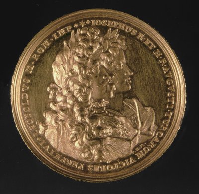 Medallion bearing portraits of Holy Roman Emperors Leopold I and Joseph I by Philipp Heinrich, 1692 by Austrian School