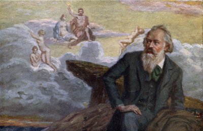 Postcard Depicting Johannes Brahms Composing His 1st Symphony Op.68 by Austrian School